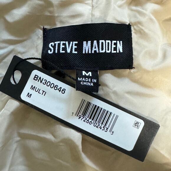 STEVE MADDEN Willow Coat Sherpa Faux Fur Leather Color Block Jacket NWT Medium - Picture 7 of 8